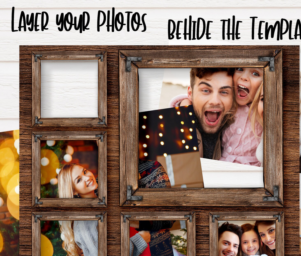 Rustic Wood Frame 6 Photo Collage Custom 20oz Skinny Tumbler, Vintage Wooden Picture Frame Personalized Tumbler, Family Memory Gift
