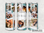 Vintage Teal Wood 9 Photo Collage Custom 20oz Skinny Tumbler, Personalized Polaroid Picture Tumbler with Custom Text, Gift for Family & Friends