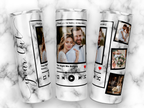 20oz Personalized Music Plaque Tumbler, Custom Song Plaque & Photo Collage, Marble Background Stainless Steel Insulated Tumbler with Lid & Straw, Custom Anniversary Birthday Gift for Him Her, Boyfriend Girlfriend, Mr & Mrs