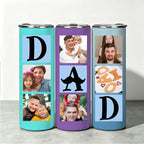 Personalized 20oz Straight Skinny Tumbler, Custom Multi Photo Collage Insulated Stainless Steel Travel Cup, Single Tumbler, Sentimental Father’s Day Gift for Dad, Papa, Husband