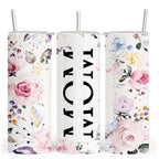 Personalized Mom Tumbler with Name | 20oz Skinny Floral Cup with Lid and Straw | Custom Gift for Mother’s Day, Birthday, Christmas | Insulated Travel Tumbler for Coffee Water Tea | Pink Roses