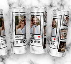 20oz Personalized Music Plaque Tumbler, Custom Song Plaque & Photo Collage, Marble Background Stainless Steel Insulated Tumbler with Lid & Straw, Custom Anniversary Birthday Gift for Him Her, Boyfriend Girlfriend, Mr & Mrs
