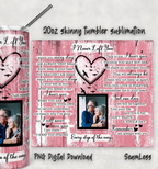 20oz Personalized Memorial Tumbler, I Never Left You Quote Custom Photo, Pink Distressed Wood & Heart Bird Design Stainless Steel Insulated Tumbler with Lid & Straw, Sympathy Bereavement Remembrance Gift