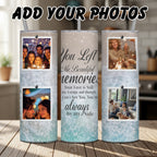Personalized 20oz Skinny Stainless Steel Tumbler with Lid & Straw, Custom 4 Photo Collage, Fixed Marble Background & Quote, Insulated Travel Cup, Single Tumbler, Birthday & Anniversary Keepsake Gift