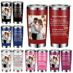 Personalized 20oz Stainless Steel Tumbler, Custom Photo Travel Mug with Lid & Straw, Romantic Anniversary Wedding Gift for Partner, Vacuum Insulated Coffee Cup