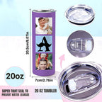 Personalized 20oz Straight Skinny Tumbler, Custom Multi Photo Collage Insulated Stainless Steel Travel Cup, Single Tumbler, Sentimental Father’s Day Gift for Dad, Papa, Husband