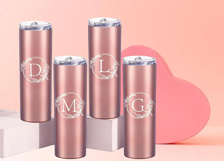 Personalized Tumbler Cup with Initials.Cup with Letter L 20oz Skinny Tumbler.Personalized Travel Monogram Letter Coffee Mug Gifts.Custom Initial Tumbler gifts for Women Birthday Christmas.