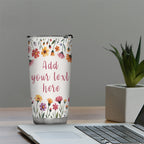 20Oz Personalized Floral Tumbler, Custom Photo & Text Stainless Steel Insulated Tumbler with Lid, Wildflower Design Coffee Travel Mug, Custom Mother’s Day Gift, Birthday Gift for Women