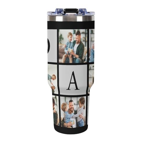 Personalized Tumbler Custom Vacuum Insulated Travel Mug Customizable Coffee Cup with Your Photos and Text Christmas Birthday Gift