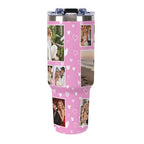 Personalized Picture Tumbler for Men Women,Gift for Dad Mom Families Friends,Custom Photo Image & Text Travel Mug,Insulated Stainless Steel Coffee Cup,Multi Color (40oz-12 Photos)