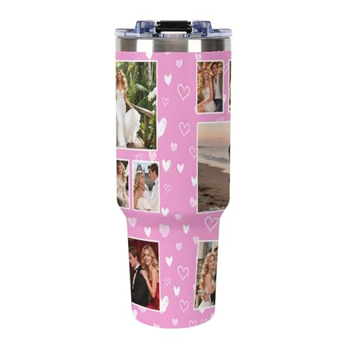 Personalized Picture Tumbler for Men Women,Gift for Dad Mom Families Friends,Custom Photo Image & Text Travel Mug,Insulated Stainless Steel Coffee Cup,Multi Color (40oz-12 Photos)