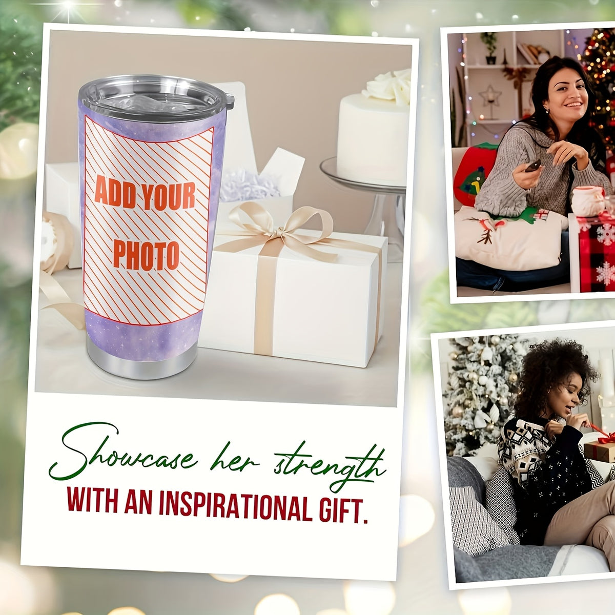 Personalized 20oz Glitter Metal Tumbler with Lid, Custom Photo Printing Only, Multi Color Choices, Insulated Stainless Steel Travel Mug, Single Cup, Unique Gift for Birthday, Christmas, Halloween