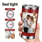 Personalized 20oz Stainless Steel Tumbler, Custom Photo Travel Mug with Lid & Straw, Romantic Anniversary Wedding Gift for Partner, Vacuum Insulated Coffee Cup