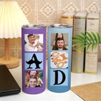 Personalized 20oz Straight Skinny Tumbler, Custom Multi Photo Collage Insulated Stainless Steel Travel Cup, Single Tumbler, Sentimental Father’s Day Gift for Dad, Papa, Husband