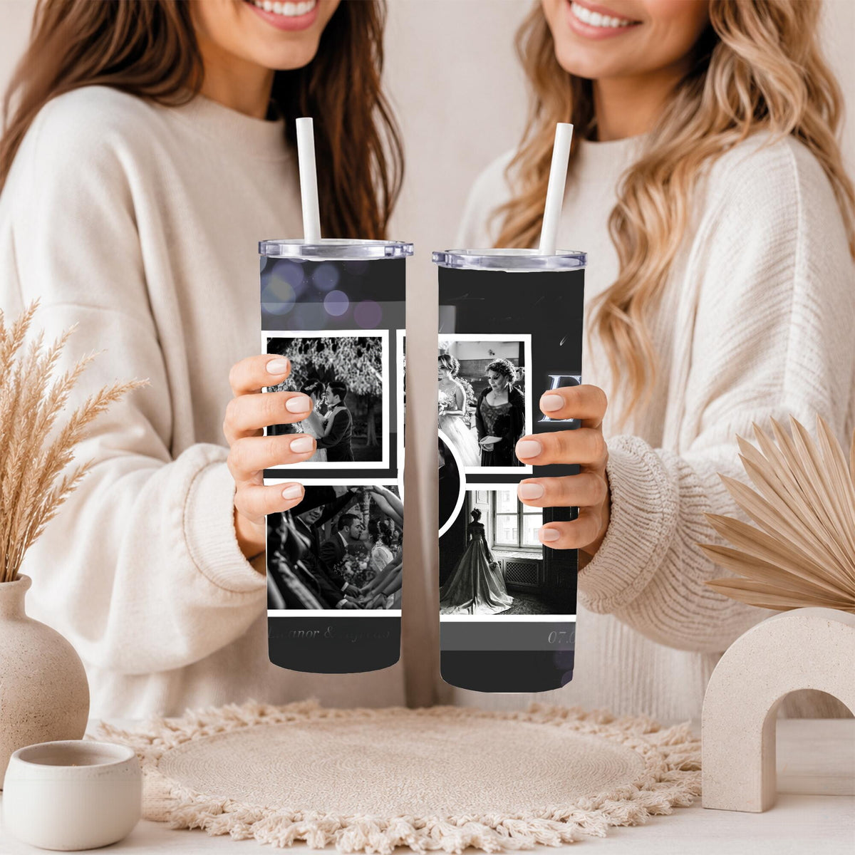 Personalized Wedding Photo Tumbler 20oz, Custom Wedding Date & Name Cup, Custom Travel Photo Tumbler | Personalized Tumbler| Wedding Gifts