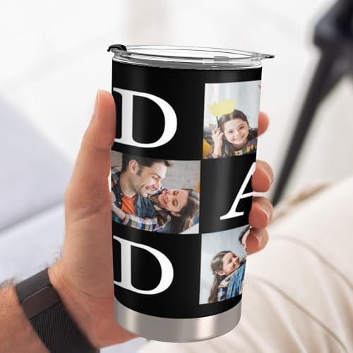 Personalized Tumbler with Photo Text, Custom Travel Mug For Dad, Insulated Coffee Travel Mug, 20oz Stainless Steel Tumbler, Best Dad Ever Gifts, Ideal Gift for Father's Day, Gift for Dad Papa Husband