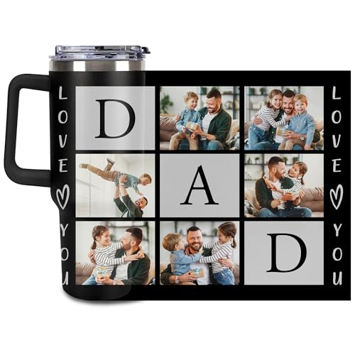 Personalized Tumbler Custom Vacuum Insulated Travel Mug Customizable Coffee Cup with Your Photos and Text Christmas Birthday Gift