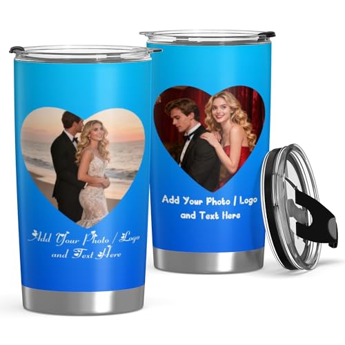 Personalized Tumbler Custom Vacuum Insulated Travel Mug Customizable Coffee Cup with Your Photos and Text Christmas Birthday Gift