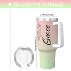 Personalized 40 Oz Tumbler with Birth Month Flower, Stainless Steel