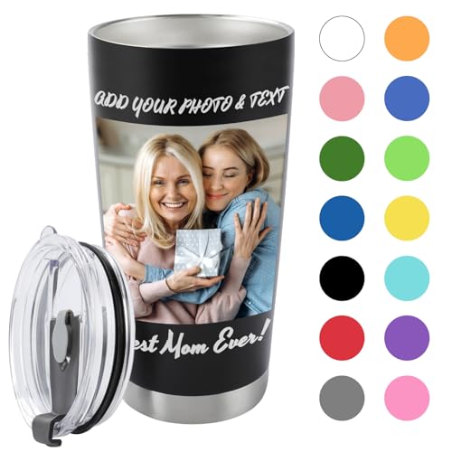 Personalized Travel Coffee Mug - Custom 20oz Stainless Steel Tumbler Cup with Lid - Custom Cup Gift for Dad, Mom, Friends