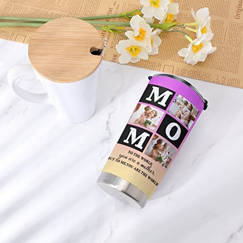 Personalized Picture Coffee Mug Gift on Mother's Day Birthday for Mom Wife Grandma Custom Photo Travel Tumbler Insulated Stainless Steel Image Cup