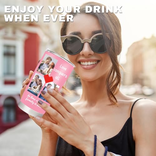 Personalized Tumbler with Pictures Text, Custom Photo Stainless Steel Coffee Tumbler, Coffee Travel Mug Cup Custom Gifts for Women Man