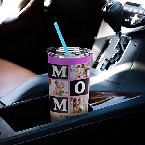 Personalized Picture Coffee Mug Gift on Mother's Day Birthday for Mom Wife Grandma Custom Photo Travel Tumbler Insulated Stainless Steel Image Cup