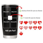 Personalized Tumbler with Pictures Text, Custom Photo Stainless Steel Coffee Tumbler, Coffee Travel Mug Cup Custom Gifts for Women Man