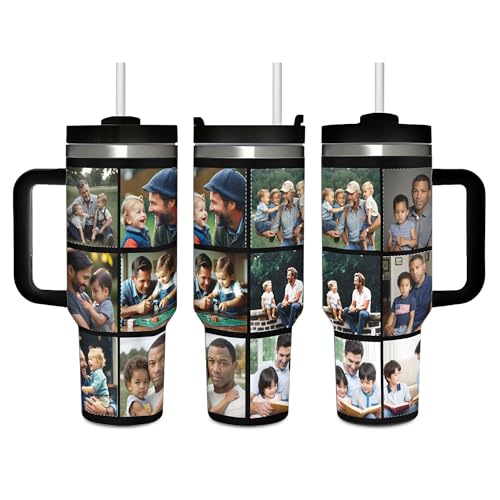 Custom Personalized Travel Tumbler 40 oz (1200 ml) with 12 Pictures Text