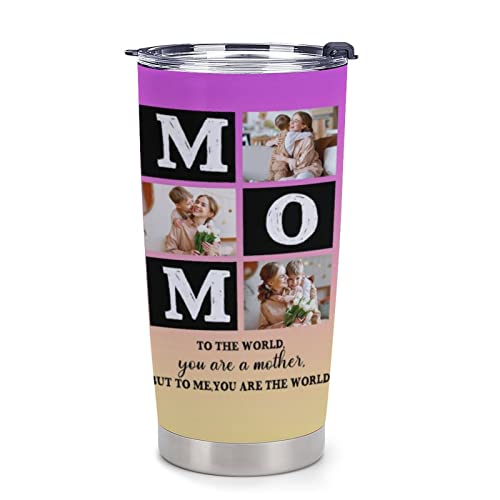 Personalized Picture Coffee Mug Gift on Mother's Day Birthday for Mom Wife Grandma Custom Photo Travel Tumbler Insulated Stainless Steel Image Cup