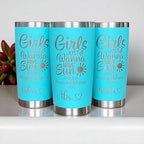 Personalized Vacation 20 oz Tumbler, Laser Engraved Stainless Steel Tumbler with Lid and Straw, Vacuum Insulated Tumbler, Custom Gift, Beach Vacation Mug, Family Trip Cup