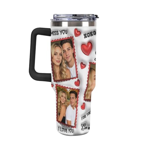 Personalized Tumbler Custom Vacuum Insulated Travel Mug Customizable Coffee Cup with Your Photos and Text Christmas Birthday Gift