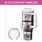 Custom Photo 40oz Insulated Tumbler with Handle, Personalized Picture Cup Gift for Family Friends