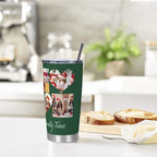 Personalized Tumblers with Pictures Lids and Straws 20 oz Custom Photo Stainless Steel Coffee Tumbler with Name Text Coffee Mug Cup Gifts for Christmas Anniversary Birthday for Dad Mom Friend