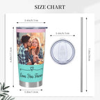 Personalized Tumblers with Pictures Lids and Straws 20 oz Custom Photo Stainless Steel Coffee Tumbler with Name Text Coffee Mug Cup Gifts for Christmas Anniversary Birthday for Dad Mom Friend