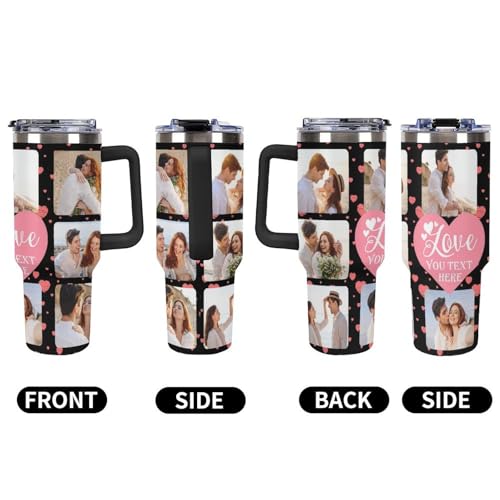 Personalized Tumbler Custom Vacuum Insulated Travel Mug Customizable Coffee Cup with Your Photos and Text Christmas Birthday Gift (40oz Design 4)