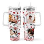 Personalized Picture Tumbler Cups for Men Women, Gift for Husband Wife Him Her Valentines Day, Custom Photo Image & Text Travel Mug, Insulated Stainless Steel Coffee Mug (40oz - 6 Photos)