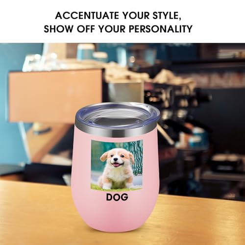 Personalized Custom Wine Tumbler Print in USA 12oz Stainless Steel Travel Coffee Cup with Lid & Straw Double Wall Insulated Mug with Colorful Text Logo Photo