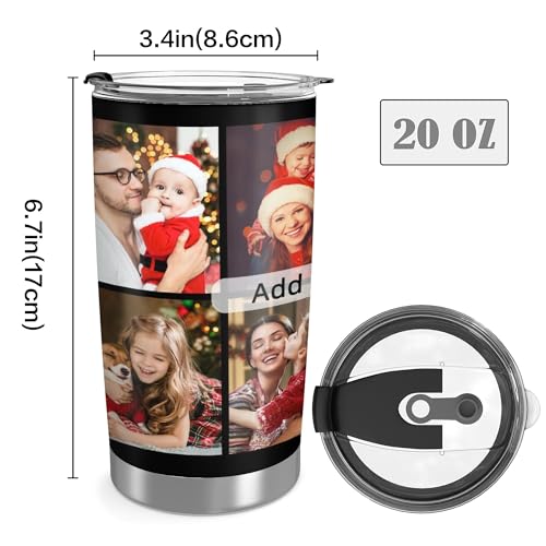 Personalized Tumbler with Photo Text Stainless Steel Tumbler with Straw Custom Funny Coffee Mug Cup Gifts for Anniversary Birthday Christmas Gift for Dad Mom Boyfriend Husband Friends