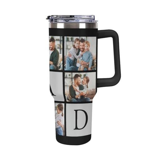 Personalized Tumbler Custom Vacuum Insulated Travel Mug Customizable Coffee Cup with Your Photos and Text Christmas Birthday Gift