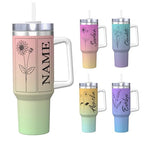Personalized 40 Oz Tumbler with Birth Month Flower, Stainless Steel