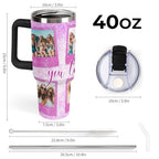 Personalized Tumbler Custom Vacuum Insulated Travel Mug Customizable Coffee Cup with Your Photos and Text Christmas Birthday Gift