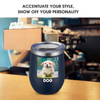 Personalized Custom Wine Tumbler Print in USA 12oz Stainless Steel Travel Coffee Cup with Lid & Straw Double Wall Insulated Mug with Colorful Text Logo Photo