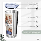 Personalized Tumblers with Pictures Lids and Straws 20 oz Custom Photo Stainless Steel Coffee Tumbler with Name Text Coffee Mug Cup Gifts for Christmas Anniversary Birthday for Dad Mom Friend