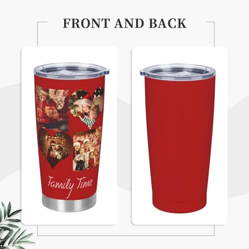 Personalized Tumblers with Pictures Lids and Straws 20 oz Custom Photo Stainless Steel Coffee Tumbler with Name Text Coffee Mug Cup Gifts for Christmas Anniversary Birthday for Dad Mom Friend