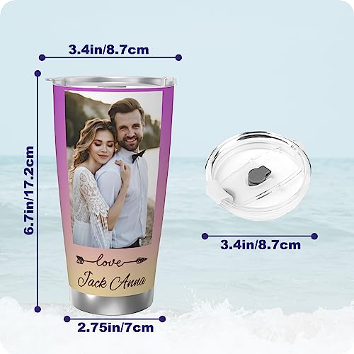 Personalized 20oz Photo & Symbol Keepsake Tumbler – Custom Photo & Text Insulated Travel Cup with Lid, Gift for Dad, Mom, Friends