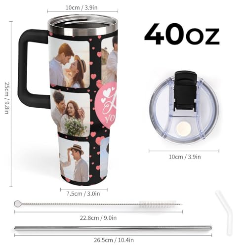 Personalized Tumbler Custom Vacuum Insulated Travel Mug Customizable Coffee Cup with Your Photos and Text Christmas Birthday Gift (40oz Design 4)
