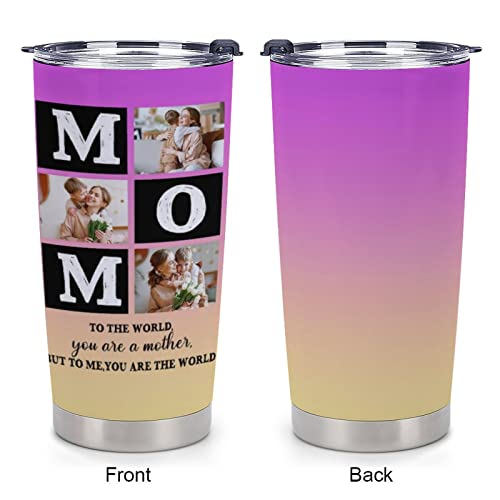 Personalized Picture Coffee Mug Gift on Mother's Day Birthday for Mom Wife Grandma Custom Photo Travel Tumbler Insulated Stainless Steel Image Cup