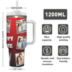 Custom Personalized 8 Photos Text Insulated Stainless Steel Tumbler 40 OZ (1200 ML), Design Pictures Unique Travel Coffee Cup Gifts for Birthday Anniversary Party