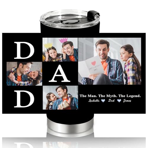 Personalized Tumbler with Photo Text, Custom Travel Mug For Dad, Insulated Coffee Travel Mug, 20oz Stainless Steel Tumbler, Best Dad Ever Gifts, Ideal Gift for Father's Day, Gift for Dad Papa Husband